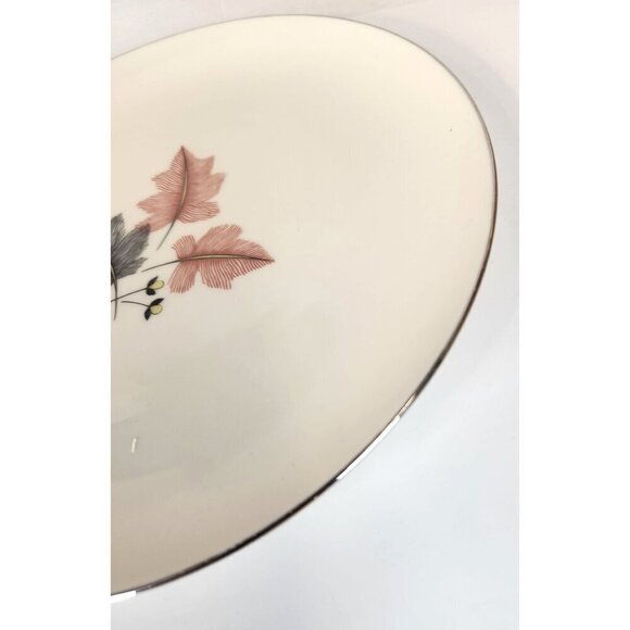 Trio by Lenox X-446  Gray & Pink Leaves, Coupe, Platinum Trim 1954-1968 MCM - Picture 7 of 9